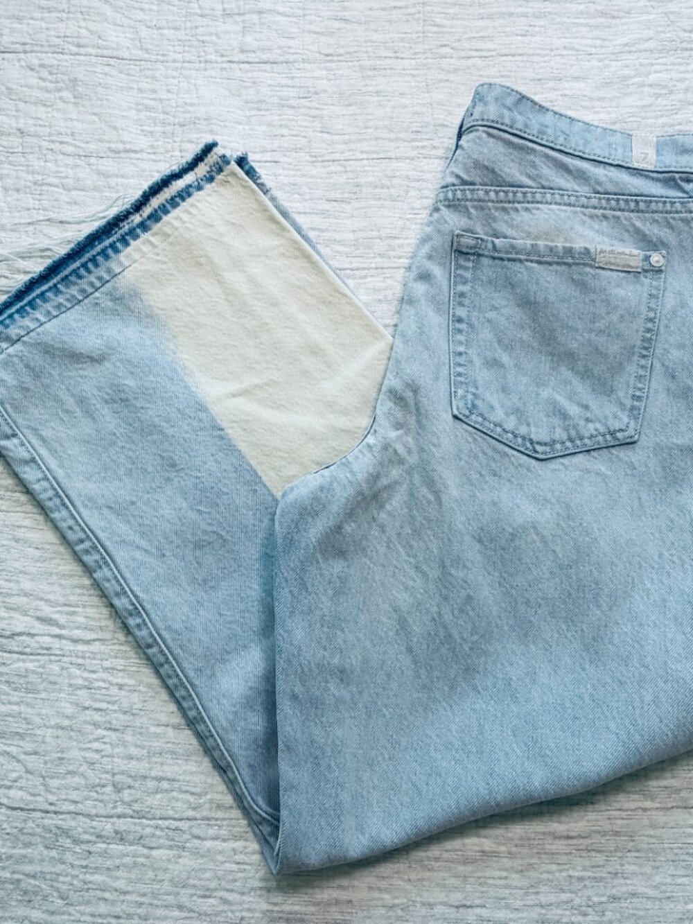 7 For All Mankind Two Tone Wide Leg Cropped Alexa Jeans White Women's 28 - Picture 7 of 7